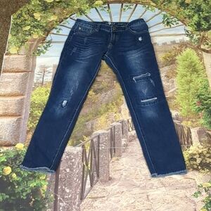 7 for All mankind Josefina skinny boyfriend distressed fringe jeans size 14